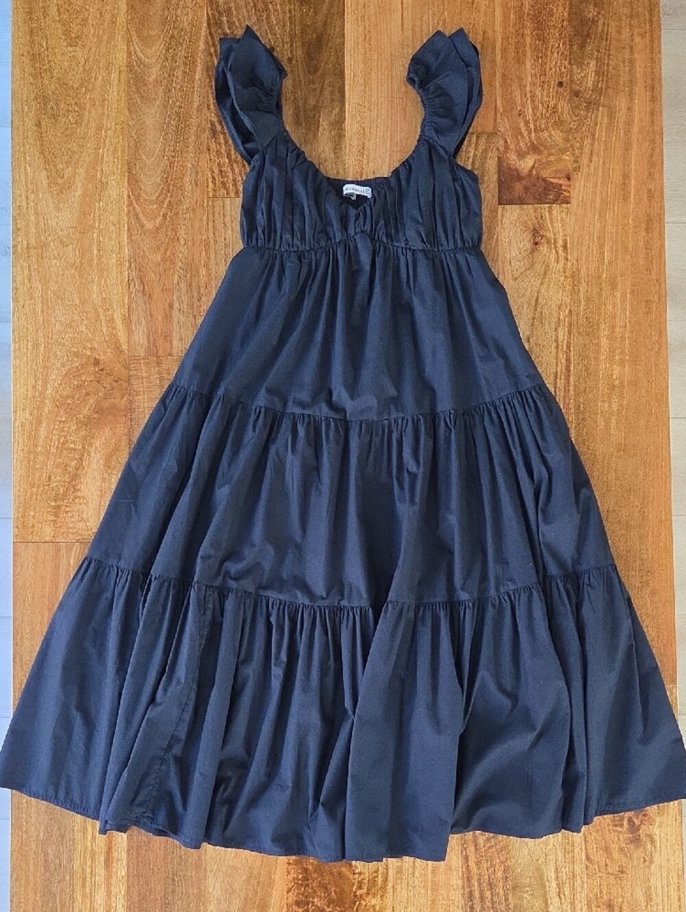 {Abercrombie & Fitch} Ruffle Sleeve Tiered Poplin Midi/Maxi Dress - Picture 8 of 16